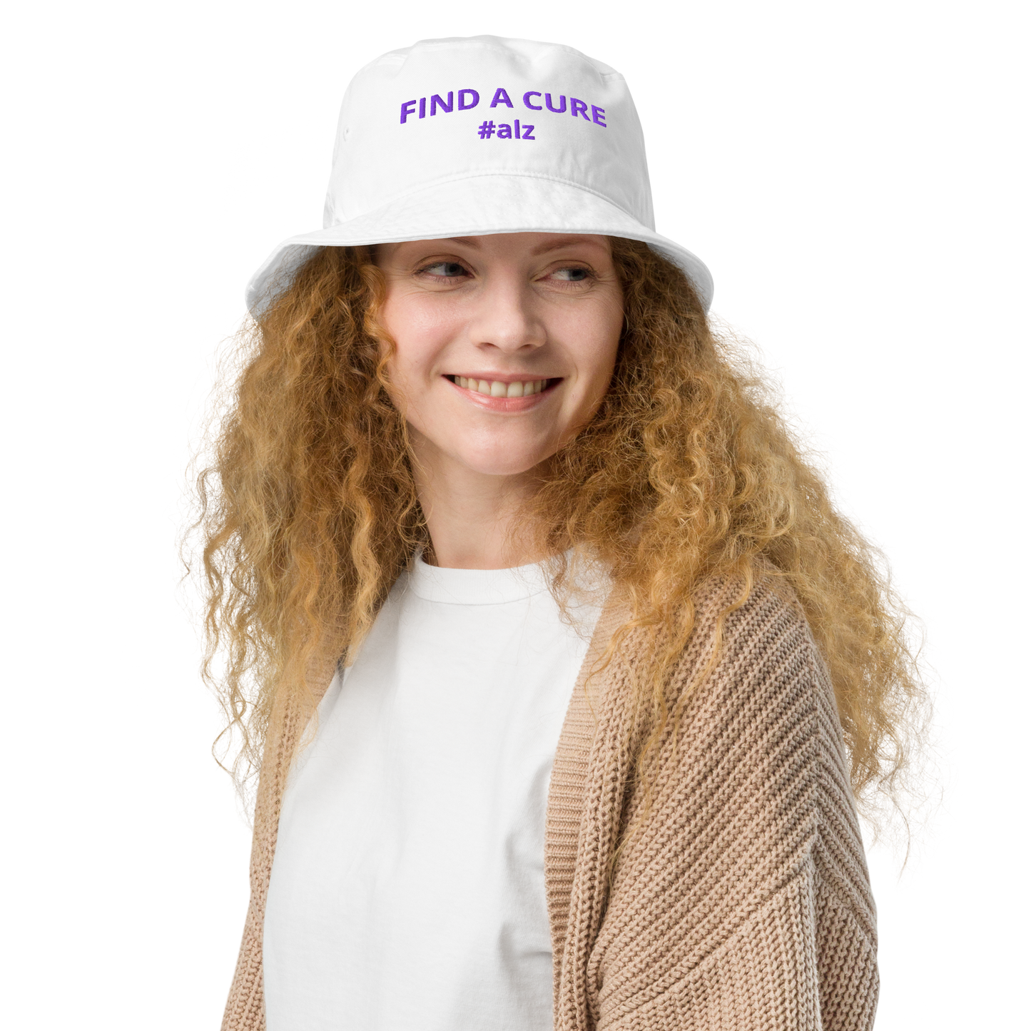Alzheimer’s Awareness Clothing | Bucket Hat “Find a Cure” | Women’s Alzheimer’s Awareness Clothing Purple