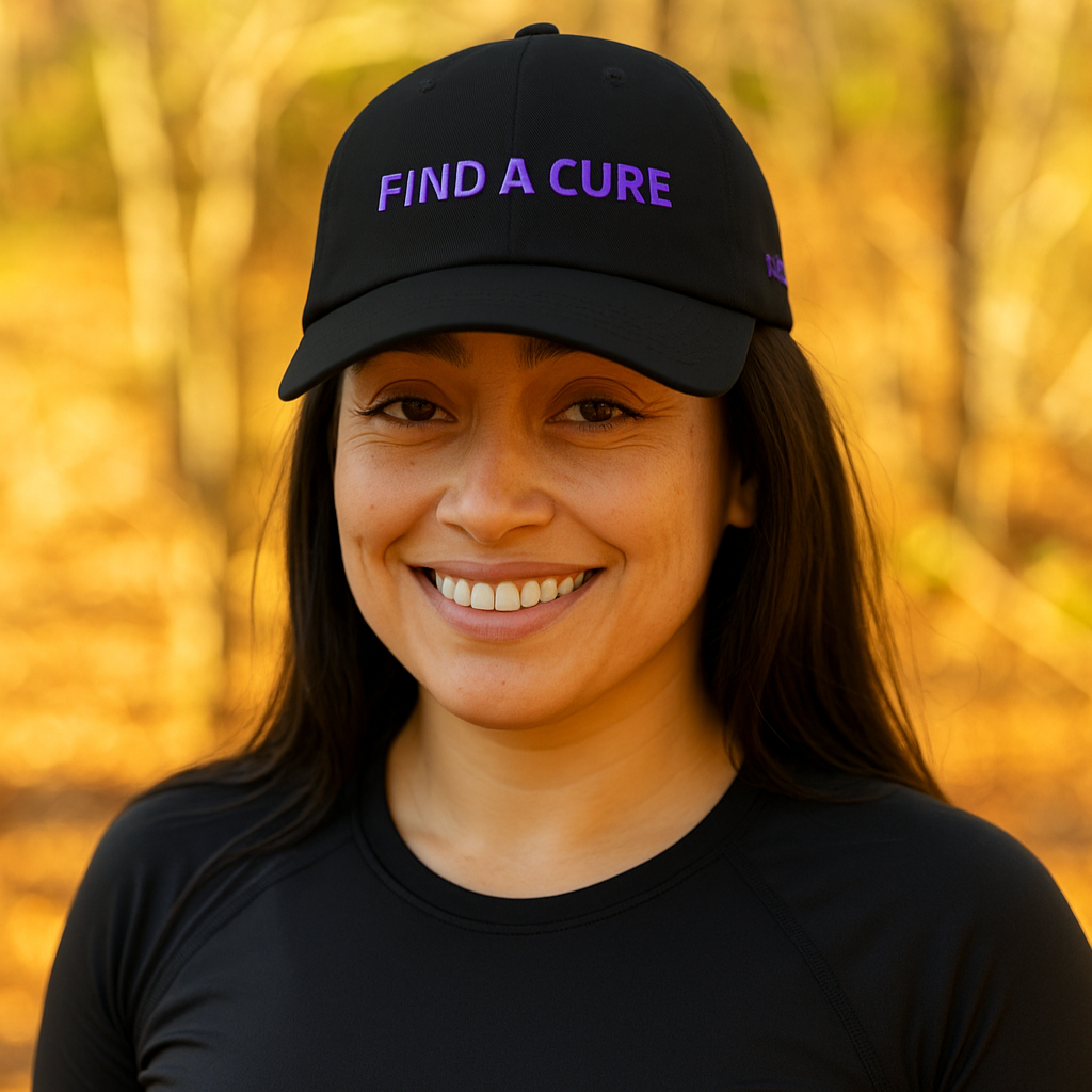 Alzheimers Awareness Clothing - Black Baseball Cap "Find A Cure"