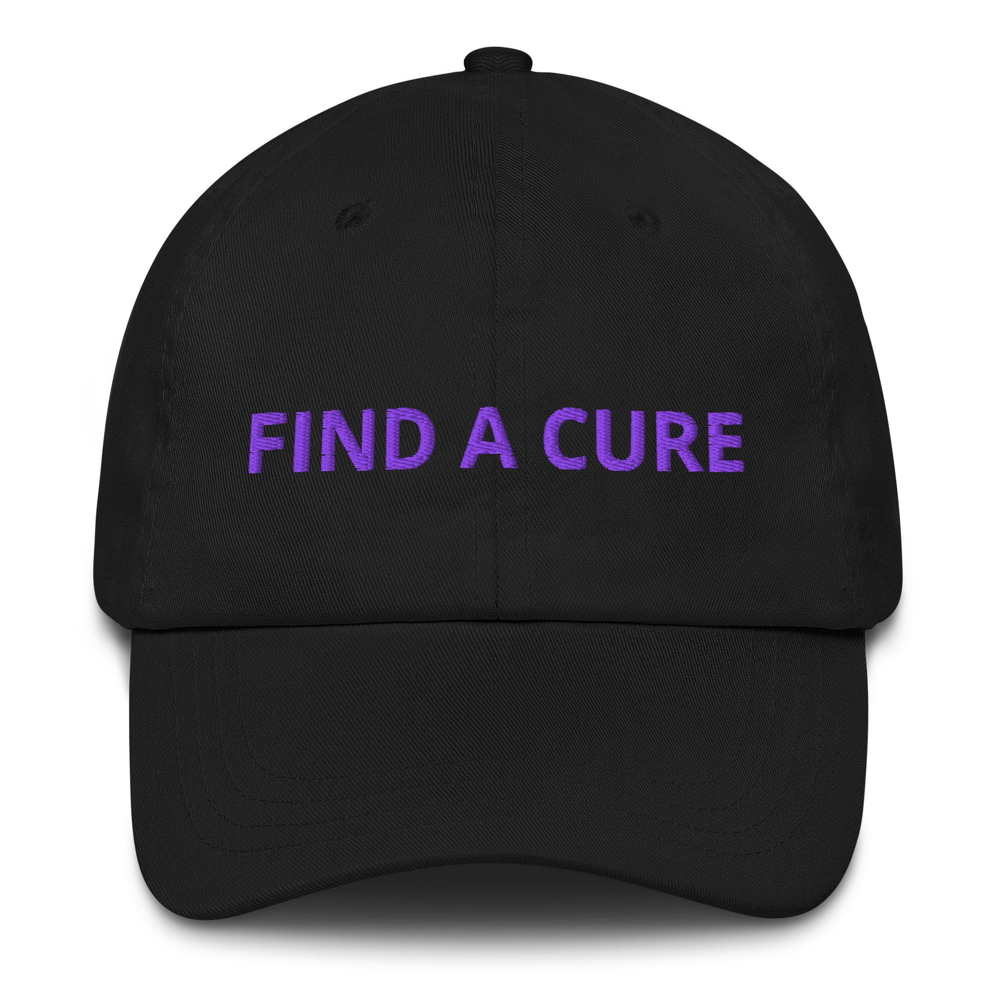 Alzheimers Awareness Clothing - Black Hat "Find a Cure" - Front