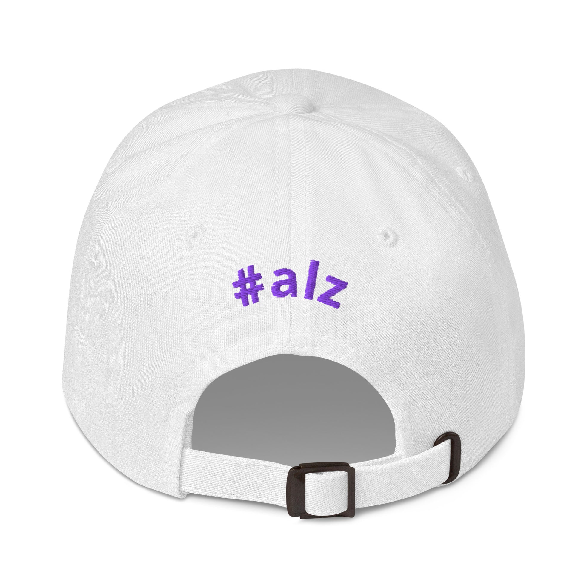 Alzheimers Awareness Clothing - White Hat "Find a Cure" Back