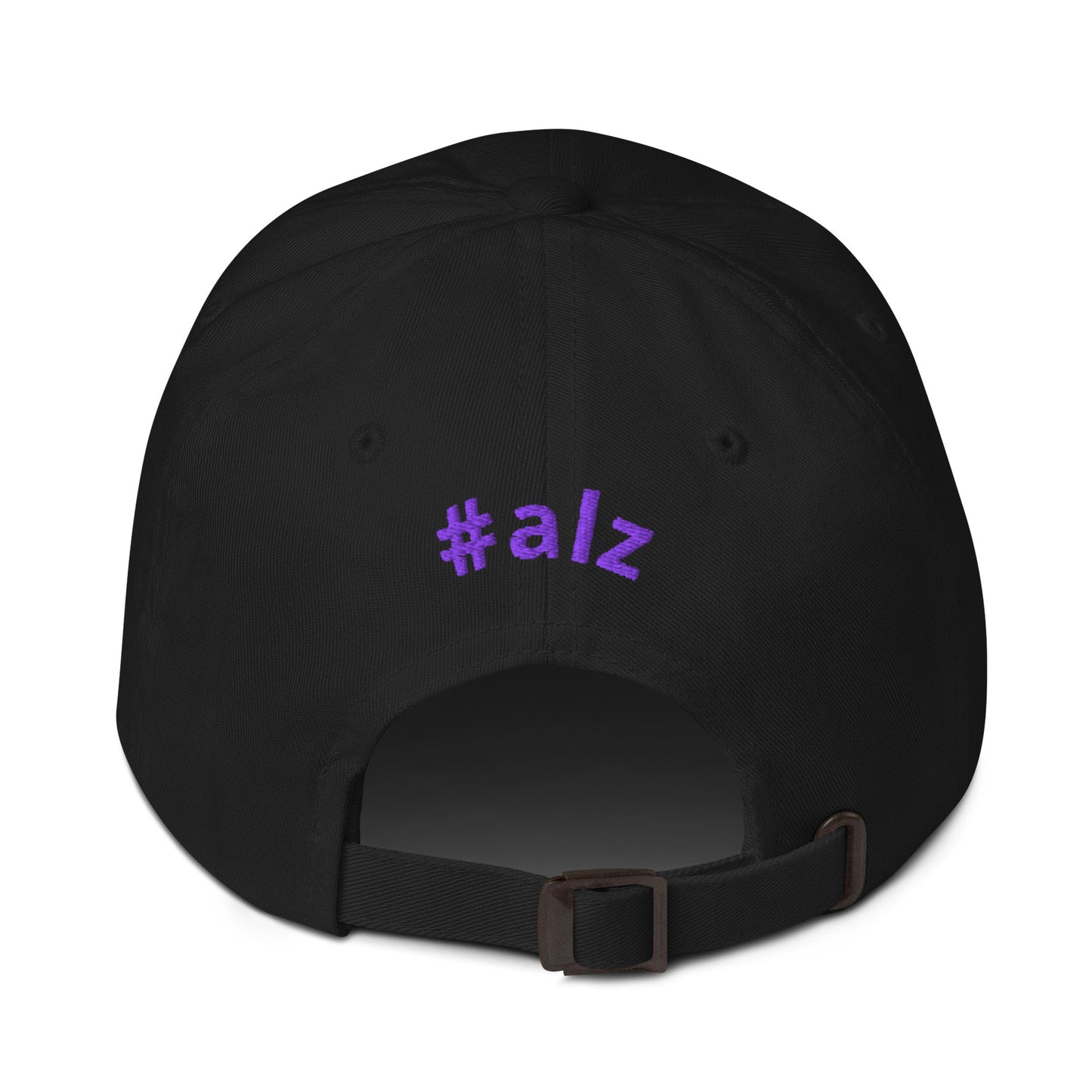 Alzheimers Awareness Clothing - Black Hat - Back "#alz"
