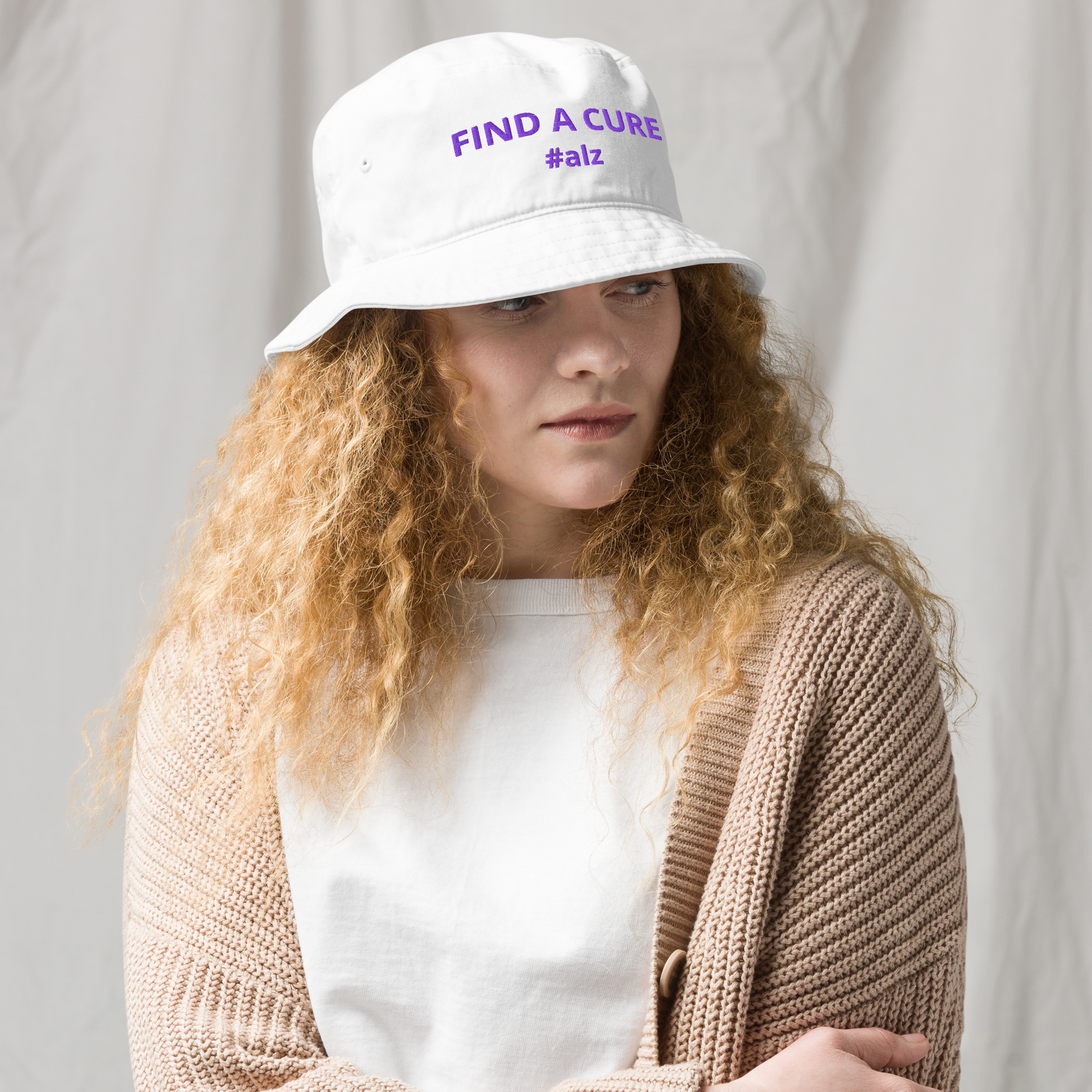 White Bucket Hat - Alzheimers Awareness