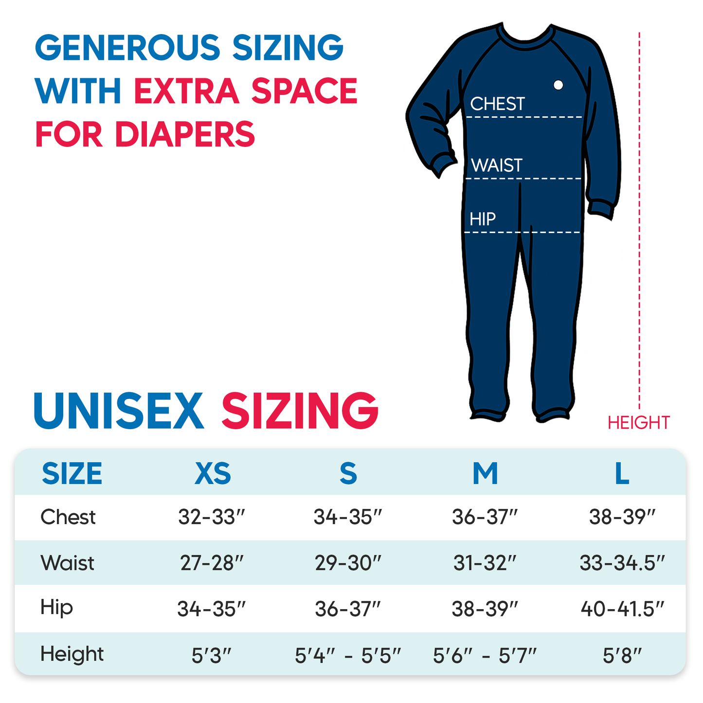 Dementia Clothing Size Chart