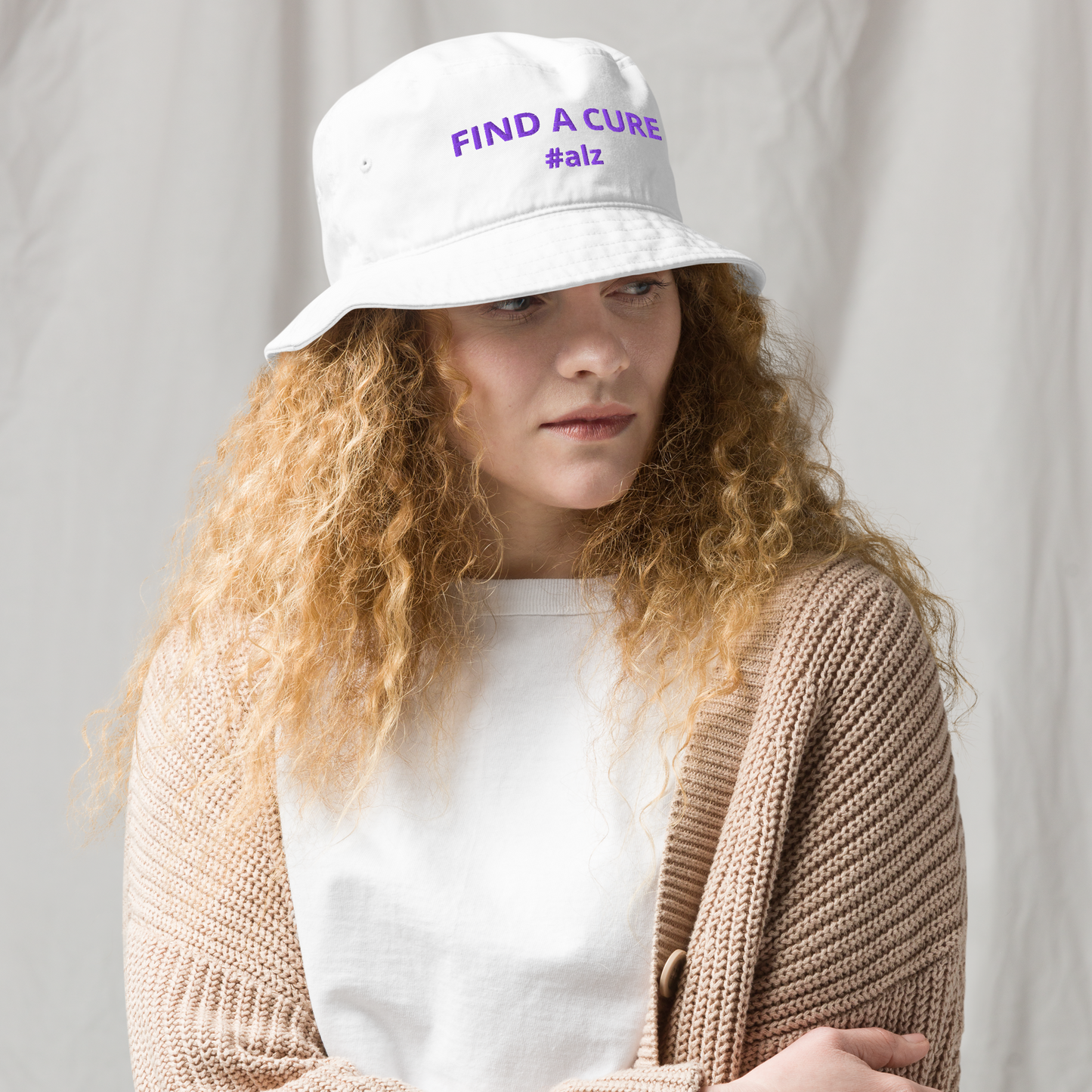 Alzheimer’s Awareness Clothing | Bucket Hat “Find a Cure” | Women’s Alzheimer’s Awareness Clothing Purple
